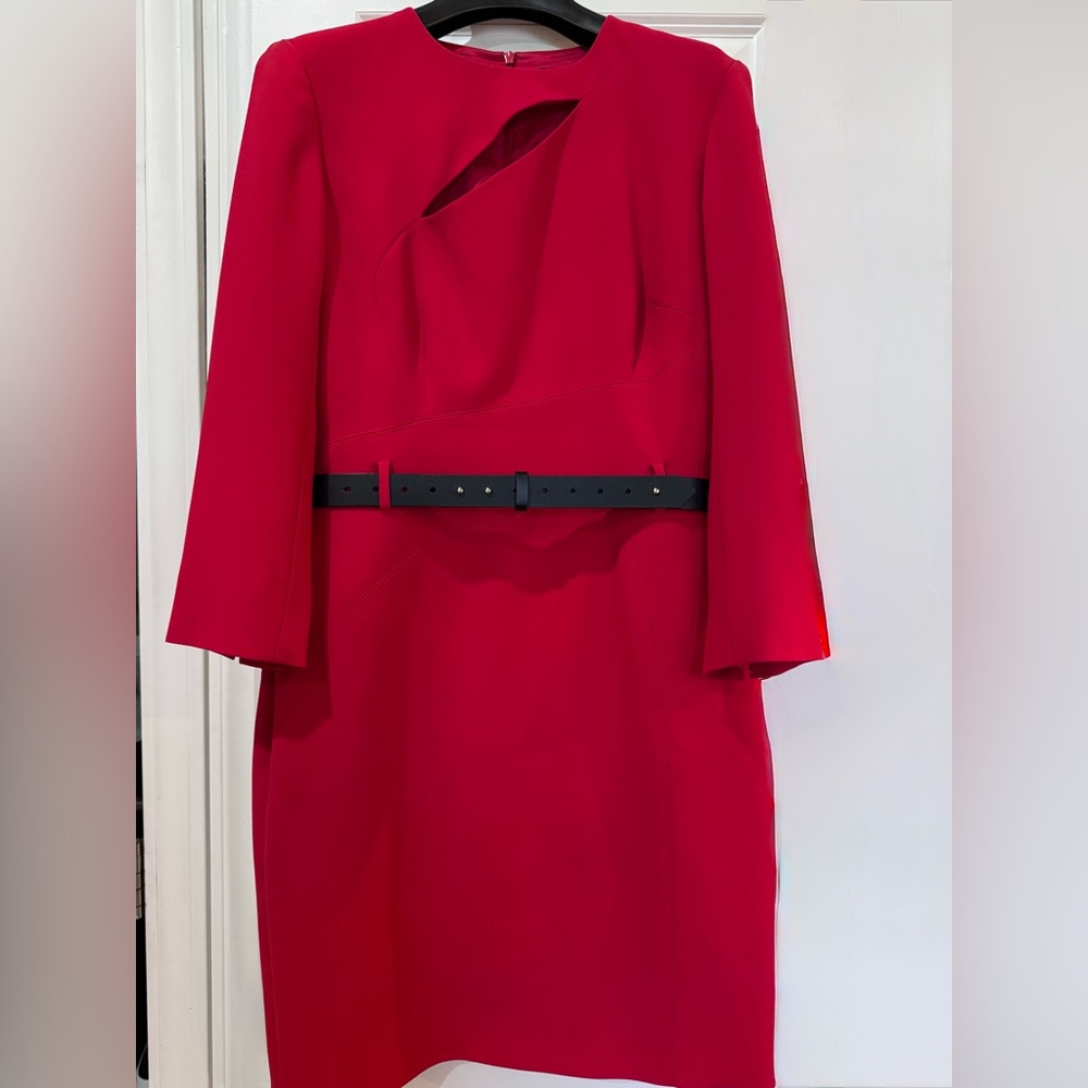 Karen Millen Cut out Elegant Red Dress with Black Belt